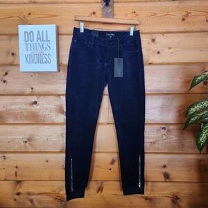Dear John NWT Joyrich Comfort‎ Skinny Jeans Velvet Step Hem Midnight Sz 26 X 28"